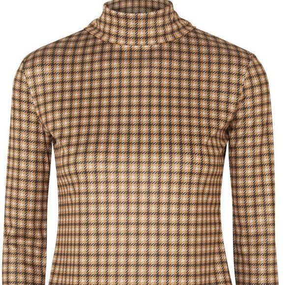 Rokh Mask Houndstooth Satin-Jersey Turtleneck Top XS New With Tags - Picture 4 of 9